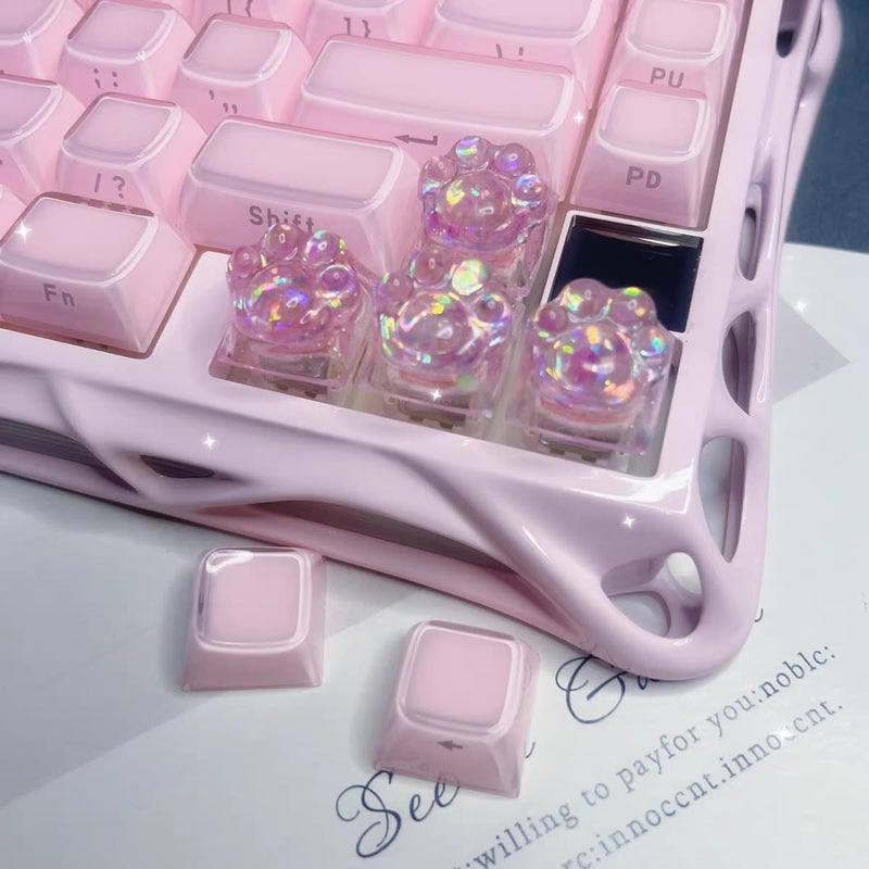 Elacgap Cat Claw Keycap Cute Drip Glue Backlight Keycaps DIY ESC Arrow Key Keycap Replacement for Cherry MX Gaming Mechanical Keyboard (4Keys Pink) - Image 3